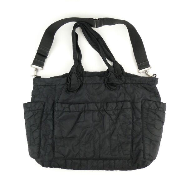 Marc By Marc Jacobs Black Quilted Nylon Tote Bag With Adjustable Strap & Printed - Picture 9 of 13
